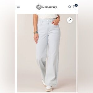 Democracy “Ab” Solution Skyrise Double Side Seam Stripe Print Wide Leg Sky Blue